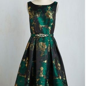Green and Gold A-Line Dress